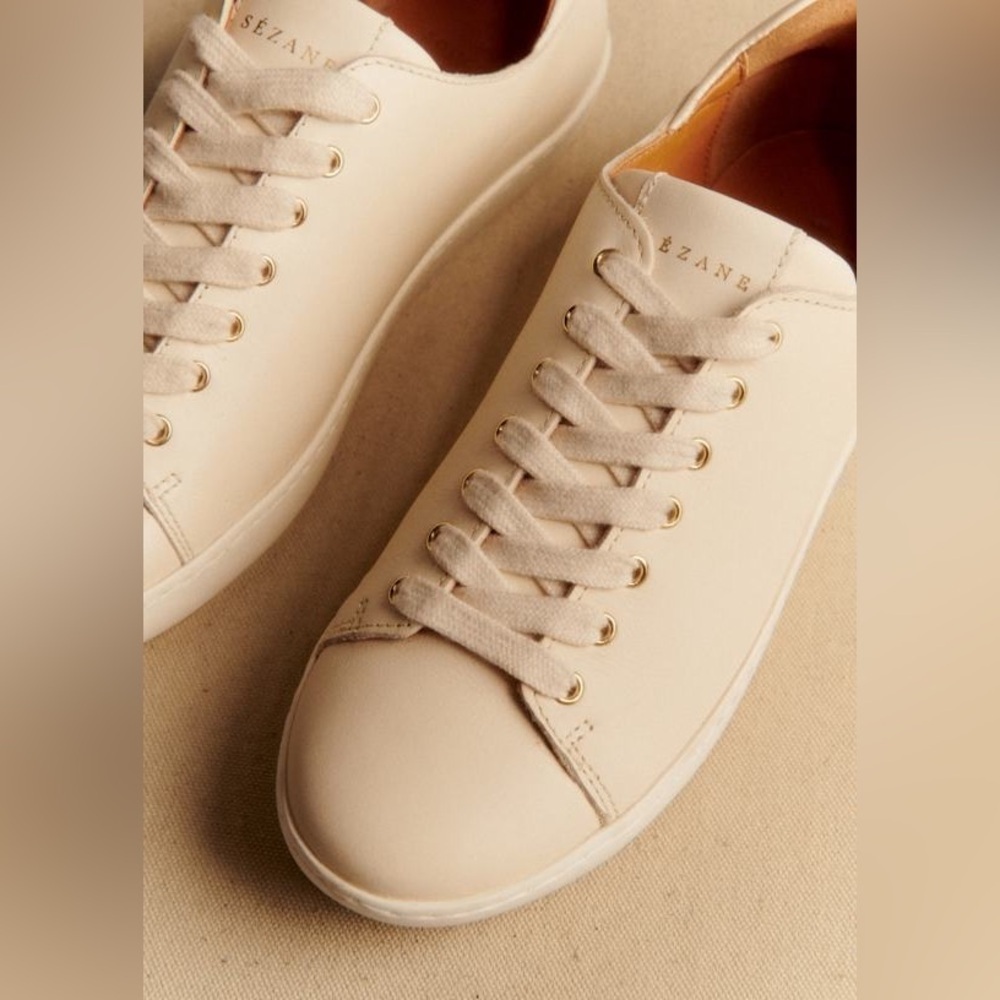 Sezane Jack Trainers Smooth Ecru Women's Sneakers Size 11